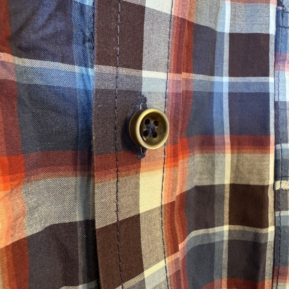 7 Diamonds The Ride Short Sleeve Button Down Mens Shirt Red Blue‎ Gray Plaid XL - Picture 7 of 15